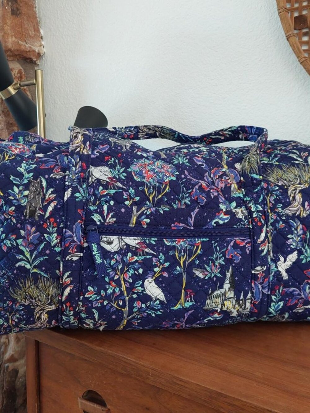 Vera Bradley Harry Potter forbidden forest Duffle Bag with white birds, trees, a - Picture 2 of 10